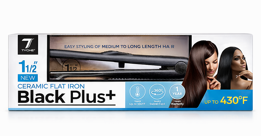 Tyche 1.5" Black Ceramic Flat Iron #TB150