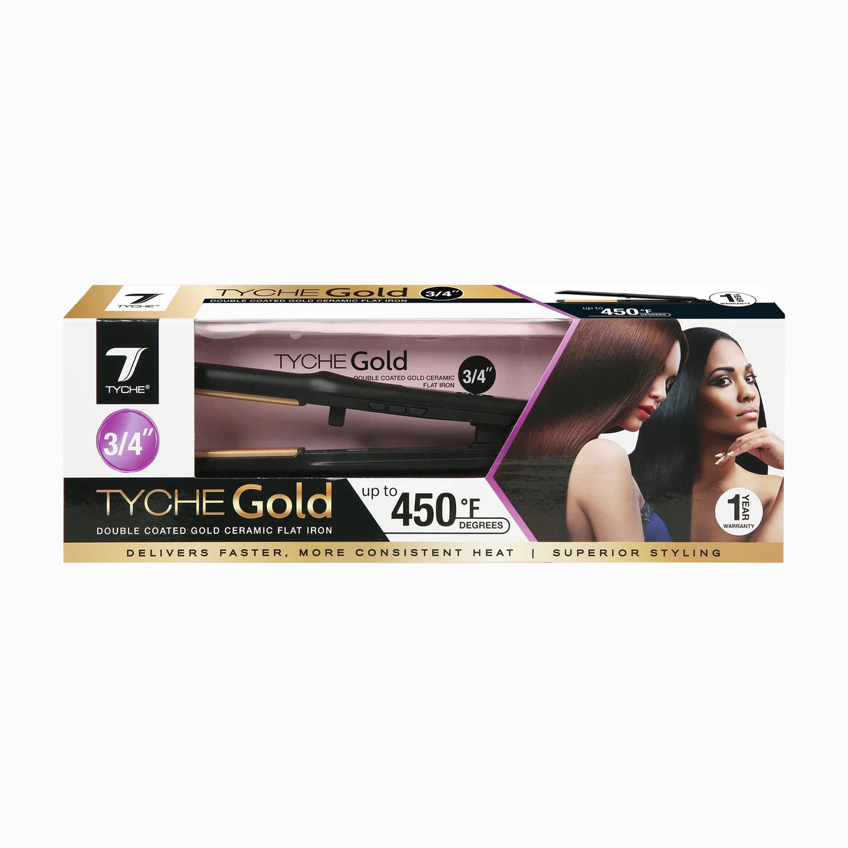 Tyche 1.5" Gold Coated Ceramic Flat Iron #TG150 (PC)