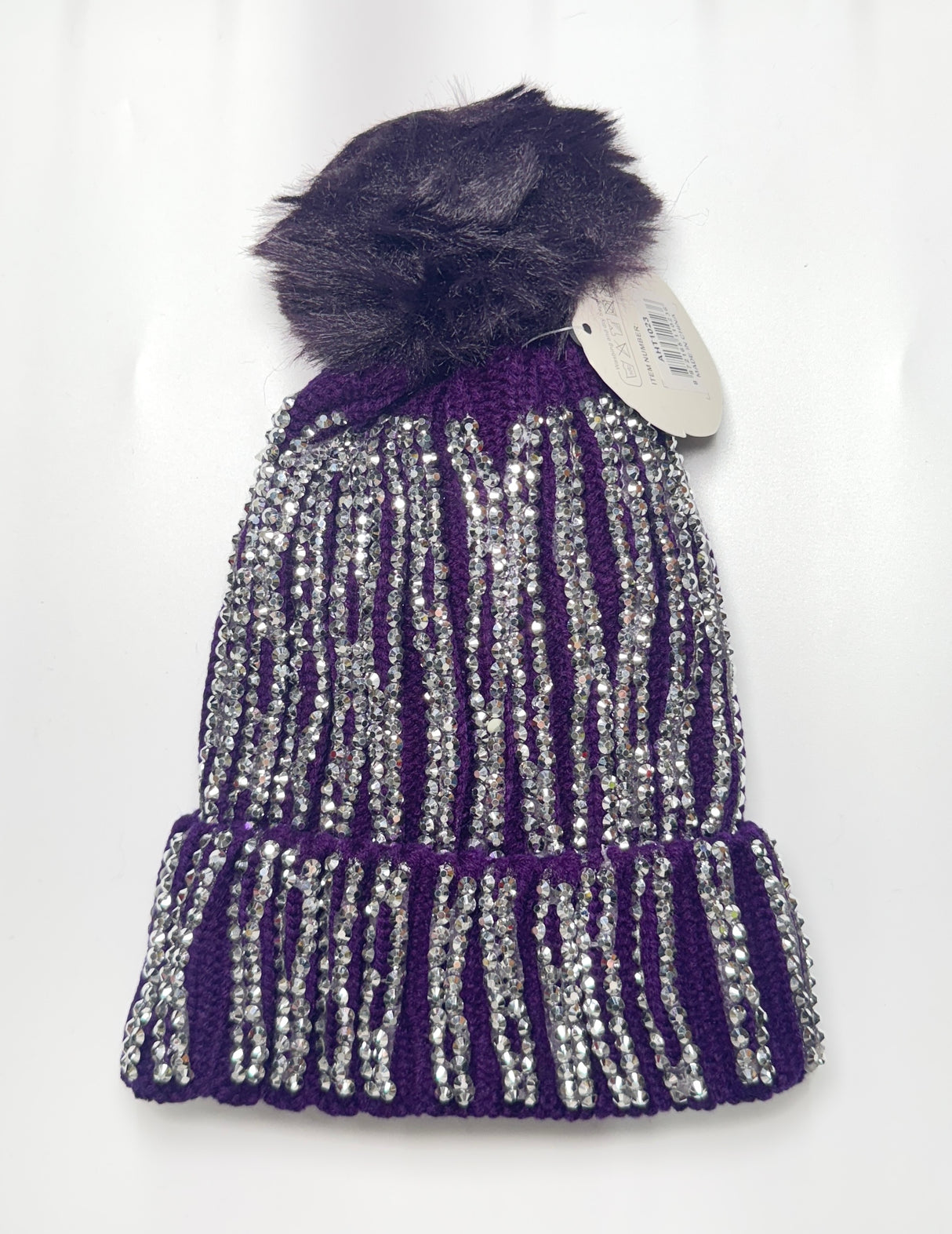 Fashion Rhinestone Pom Pom Winter Hat #AHT1023 - Multiple Colors (PC)