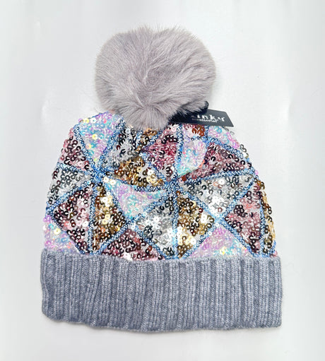 Fashion Sequin Pom Pom Beanie #HT1062 - Multiple Colors (PC)