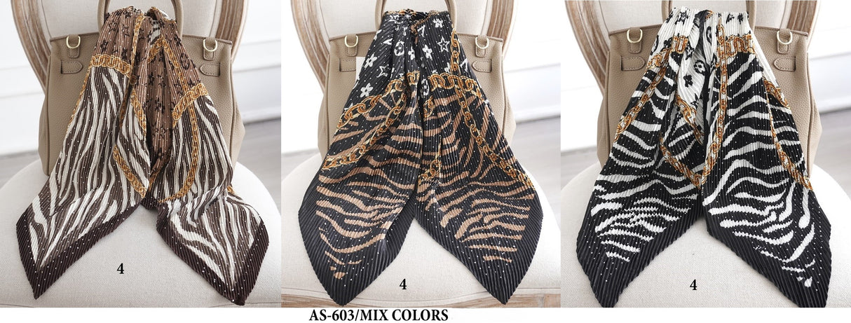 Fashion Satin Scarf #AS603/MIX (12PC)