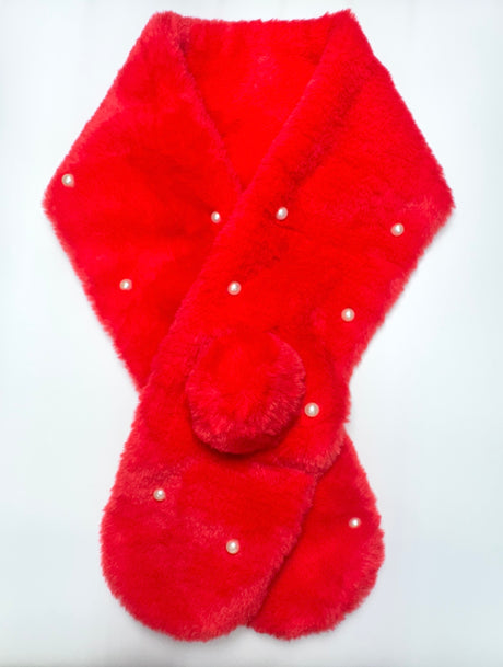 Fashion Pearl Faux Fur Scarf #KM2855 - Multiple Colors (PC)