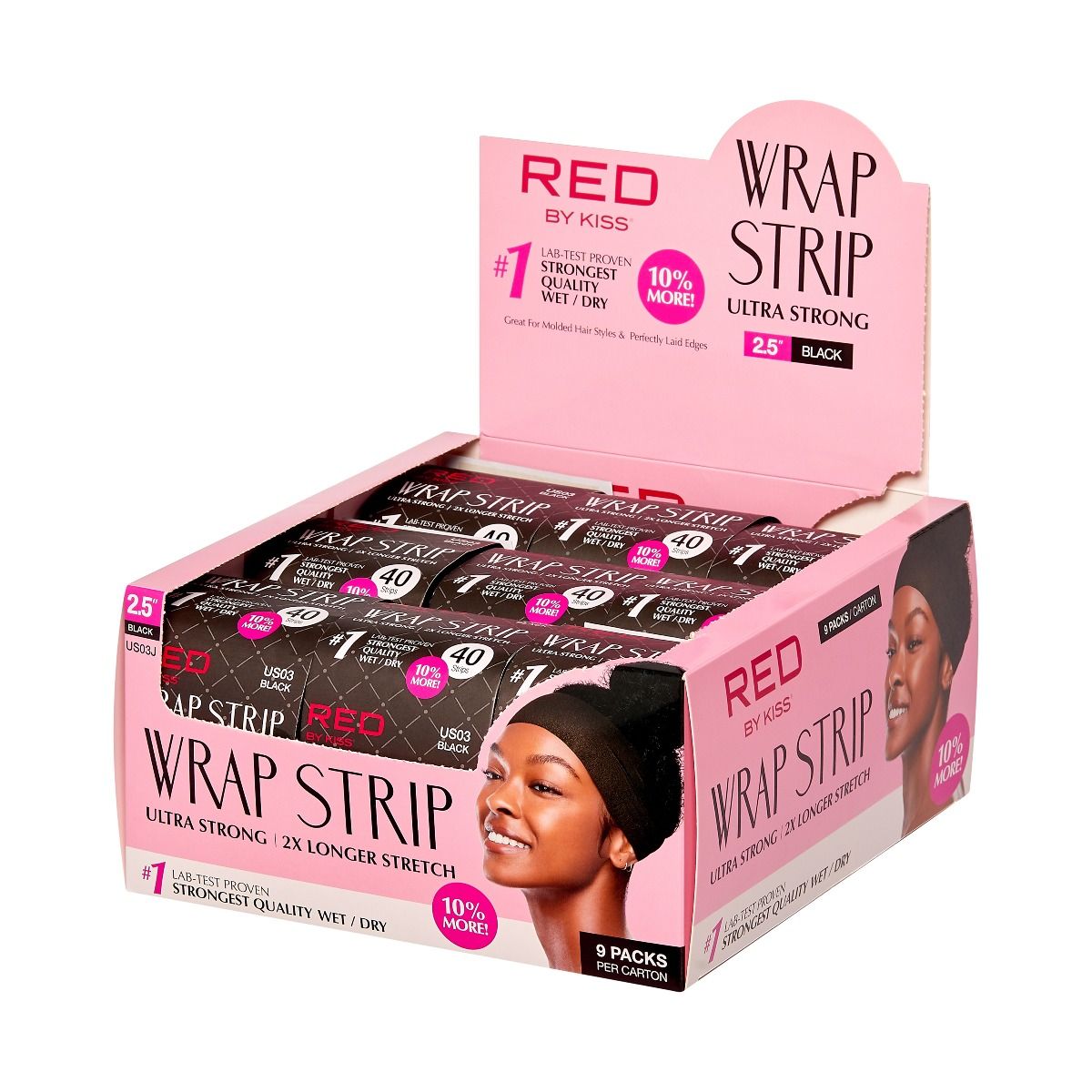 Red by Kiss Wrap Strips Black 2.5" 44 Strips #US03J (9 PACKS / BOX)