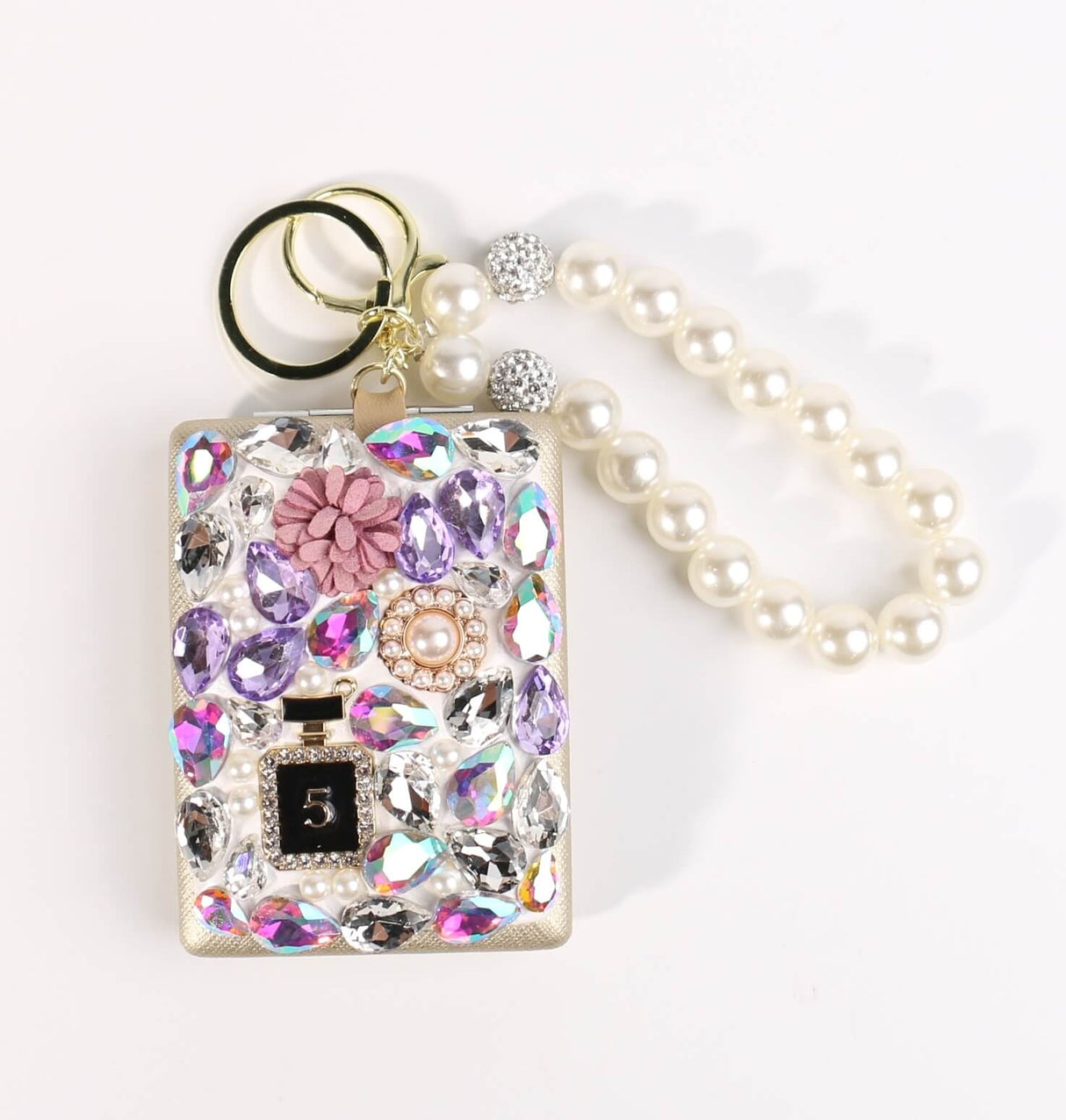Fashion Rhinestone Cosmetic Mirror Keychain #XMRRKC01 - Multiple Colors (PC)
