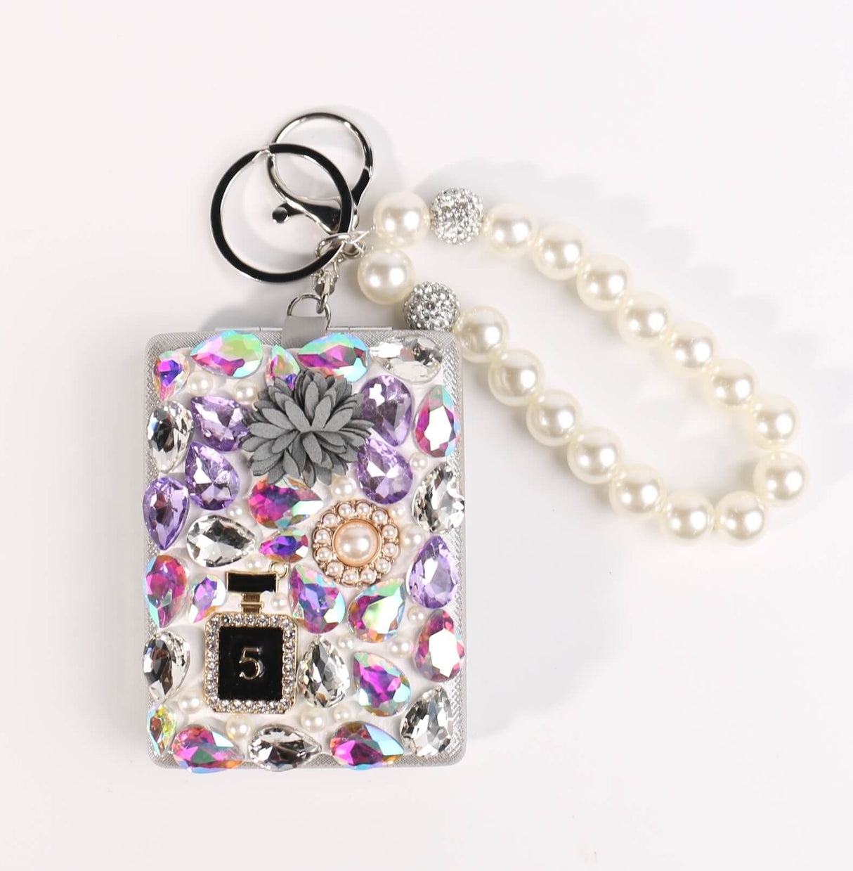 Fashion Rhinestone Cosmetic Mirror Keychain #XMRRKC01 - Multiple Colors (PC)