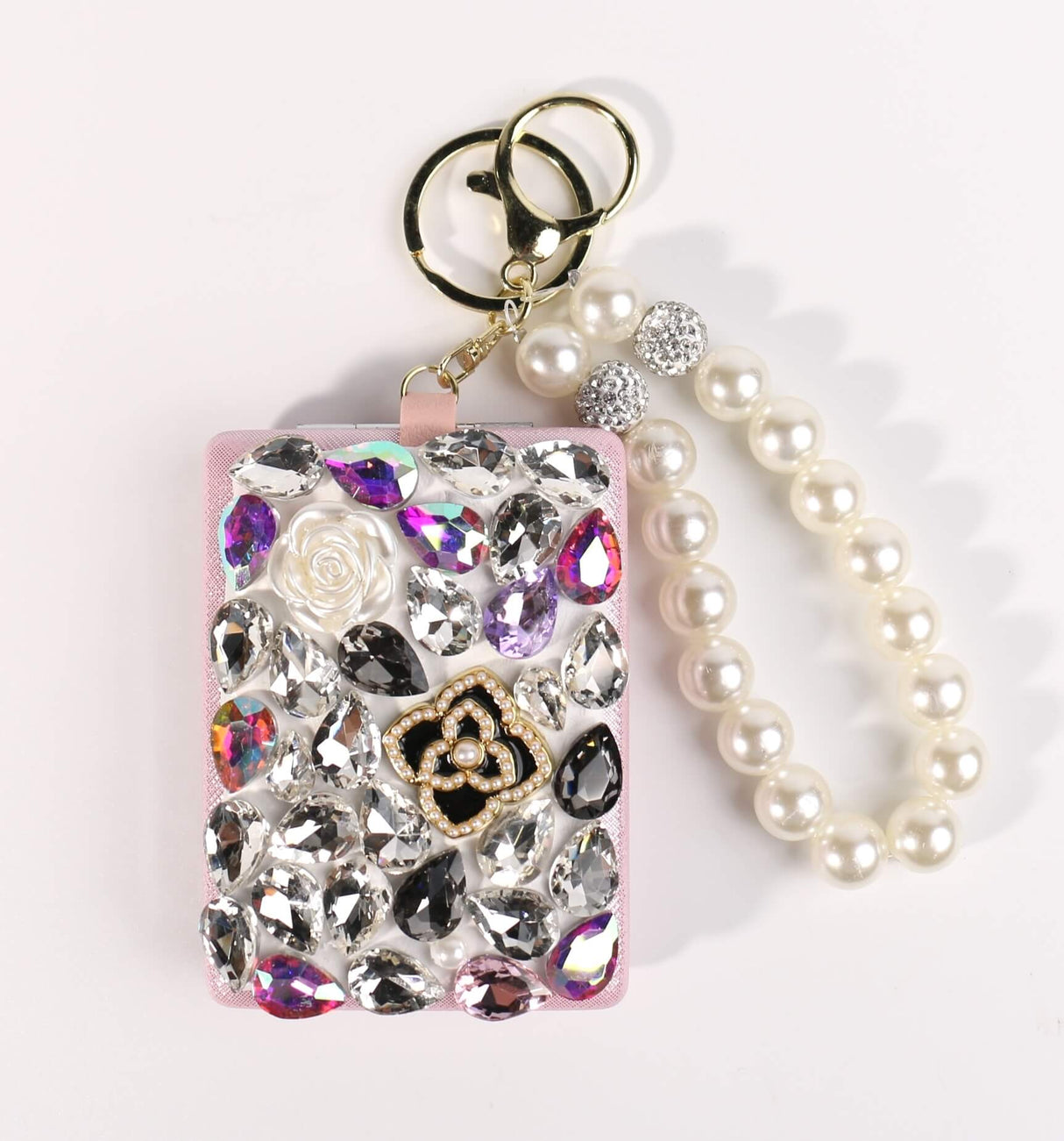 Fashion Rhinestone Cosmetic Mirror Keychain #XMRRKC02 - Multiple Colors (PC)