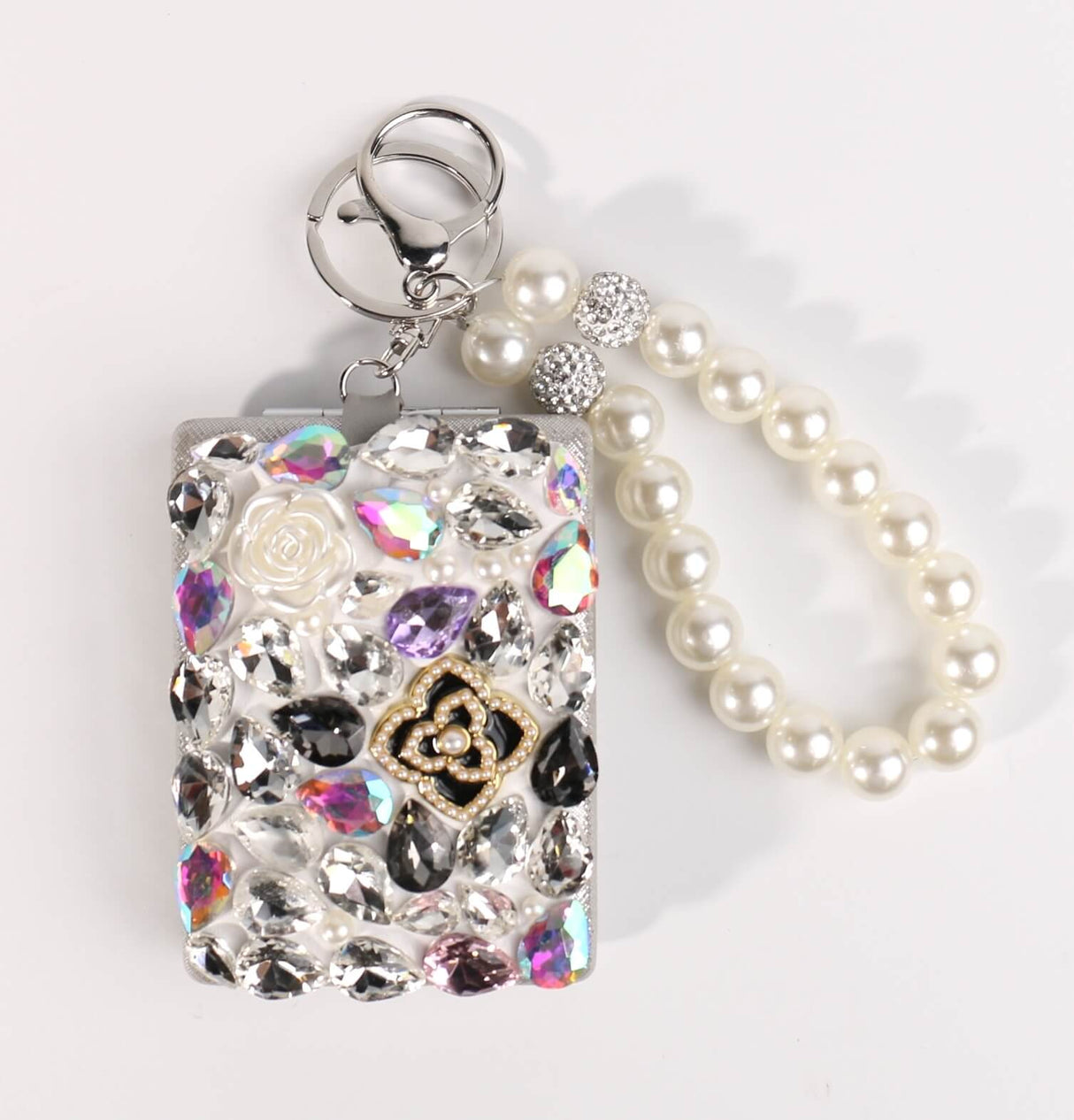 Fashion Rhinestone Cosmetic Mirror Keychain #XMRRKC02 - Multiple Colors (PC)