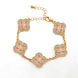 Fashion Clover Shaped Chain Bracelet #YB2282 - Multiple Colors (PC)