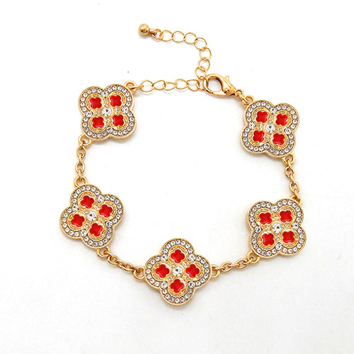 Fashion Clover Shaped Chain Bracelet #YB2282 - Multiple Colors (PC)