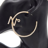 Fashion Rhinestone "N" Hoop Earrings #YE1680 - Multiple Colors (PC)