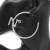 Fashion Rhinestone "N" Hoop Earrings #YE1680 - Multiple Colors (PC)