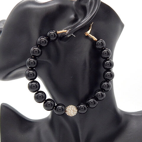 Fashion Pearl Large Hoop Earrings #YE2833 - Multiple Colors (PC)