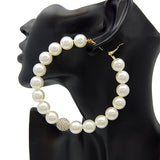 Fashion Pearl Large Hoop Earrings #YE2833 - Multiple Colors (PC)