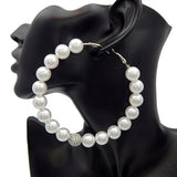 Fashion Pearl Large Hoop Earrings #YE2833 - Multiple Colors (PC)