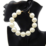 Fashion X-Large Pearl Hoop Earrings #YE2867 - Multiple Colors (PC)