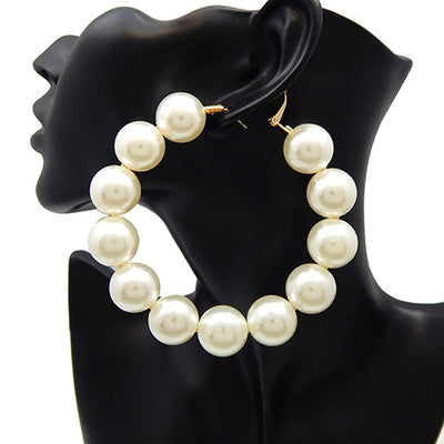 Fashion Pearl Hoop Earrings #YE2867 - Multiple Colors (PC)