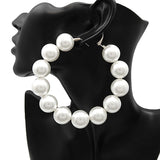 Fashion X-Large Pearl Hoop Earrings #YE2867 - Multiple Colors (PC)