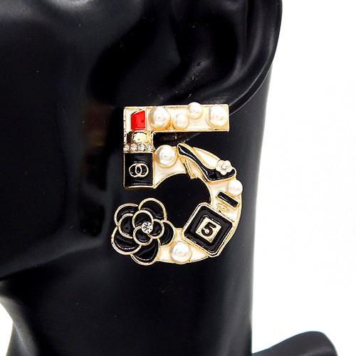 Fashion Pearl No. 5 Statement Earrings #YE3594 - Multiple Colors (PC)