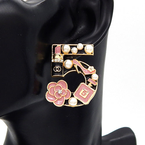 Fashion Pearl No. 5 Statement Earrings #YE3594 - Multiple Colors (PC)