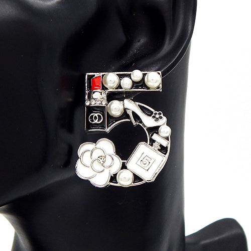 Fashion Pearl No. 5 Statement Earrings #YE3594 - Multiple Colors (PC)