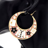 Fashion C-Shaped Pearl Hoop Earrings #YE3596 - Multiple Colors (PC)