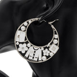 Fashion C-Shaped Pearl Hoop Earrings #YE3596 - Multiple Colors (PC)