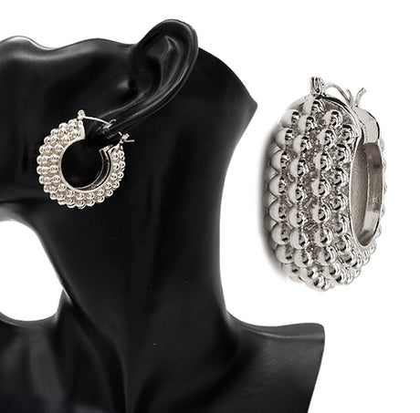 Fashion Chunky Stone Hoop Earrings #YE3602 - Multiple Colors (PC)