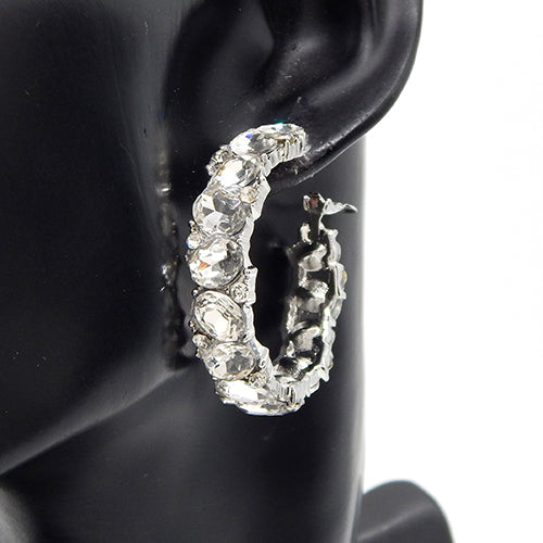 Fashion Stone Hoop Earrings #YE3604 - Multiple Colors (PC)