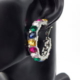 Fashion Stone Hoop Earrings #YE3604 - Multiple Colors (PC)