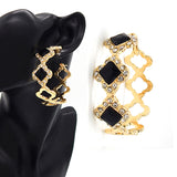 Fashion Statement Hoop Earrings W/Stones #YE3606 - Multiple Colors (PC)