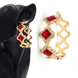 Fashion Statement Hoop Earrings W/Stones #YE3606 - Multiple Colors (PC)