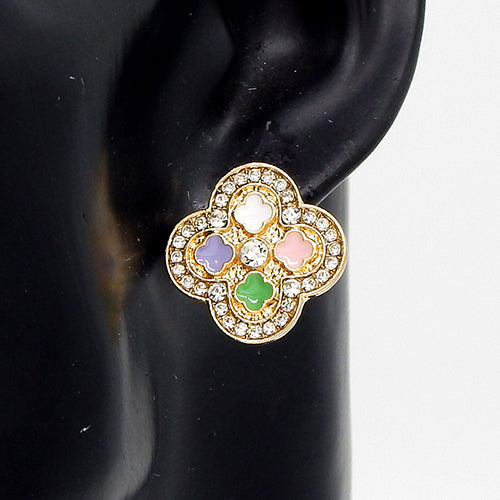 Fashion Clover Stone Earrings #YE3607 - Multiple Colors (PC)