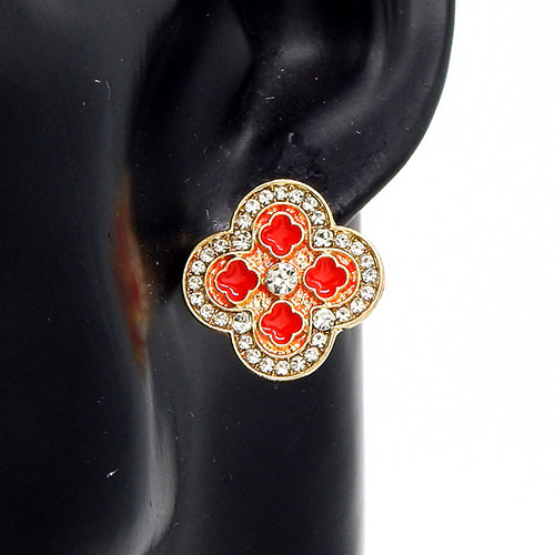 Fashion Clover Stone Earrings #YE3607 - Multiple Colors (PC)