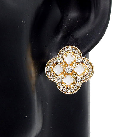Fashion Clover Stone Earrings #YE3607 - Multiple Colors (PC)