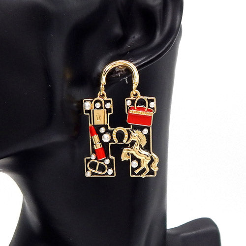 Fashion Drop Pearl Earring W/Horses #YE3614 - Multiple Colors (PC)