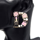 Fashion "D" Shape Earrings W/Pearls #YE3615 - Multiple Colors (PC)