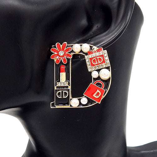Fashion "D" Shape Earrings W/Pearls #YE3615 - Multiple Colors (PC)