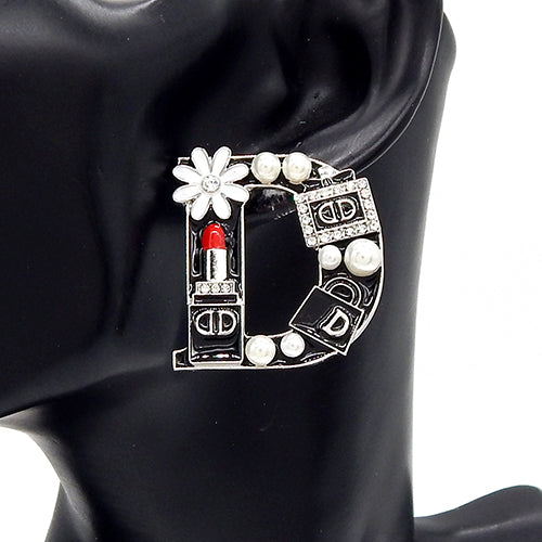 Fashion "D" Shape Earrings W/Pearls #YE3615 - Multiple Colors (PC)