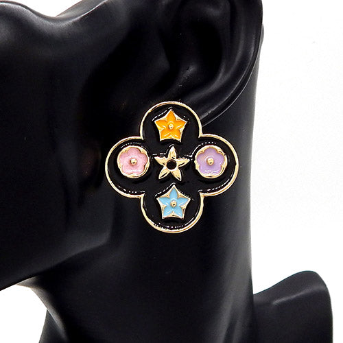 Fashion Enamel Clover Stud Earrings #YE3618 - Multiple Colors (PC)