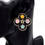 Fashion Enamel Clover Stud Earrings #YE3618 - Multiple Colors (PC)