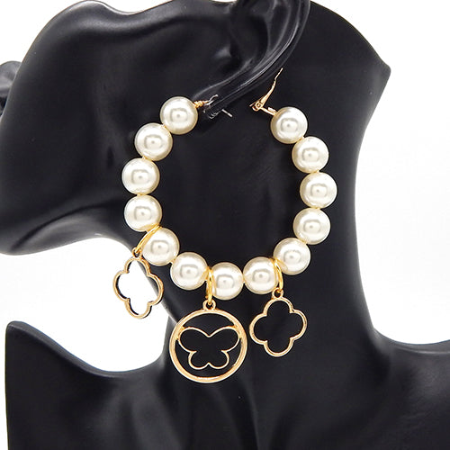 Fashion Pearl Hoop Earrings #YE8144 - Multiple Colors (PC)