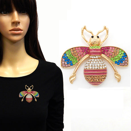 Fashion Large Rhinestone Bee Brooch #YM2039 - Multiple Colors (PC)