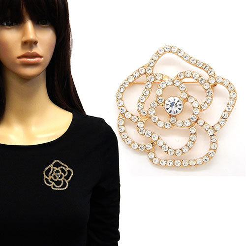 Fashion Flower Rhinestone Brooch #YM2081 - Multiple Colors (PC)
