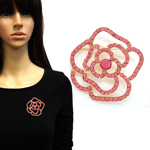 Fashion Flower Rhinestone Brooch #YM2081 - Multiple Colors (PC)