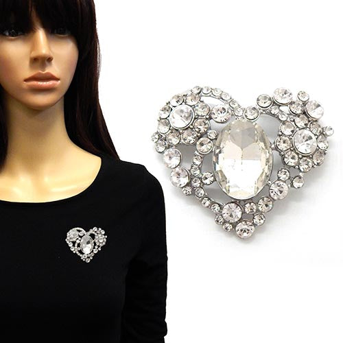 Fashion Heart Rhinestone Brooch #YM2145 - Multiple Colors (PC)