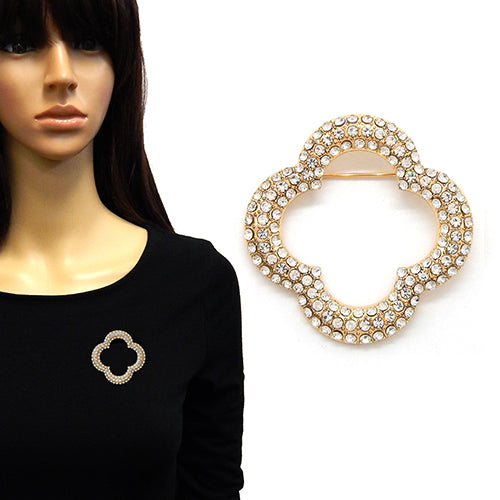 Fashion Rhinestone Clover Brooch #YM2152 - Multiple Colors (PC)