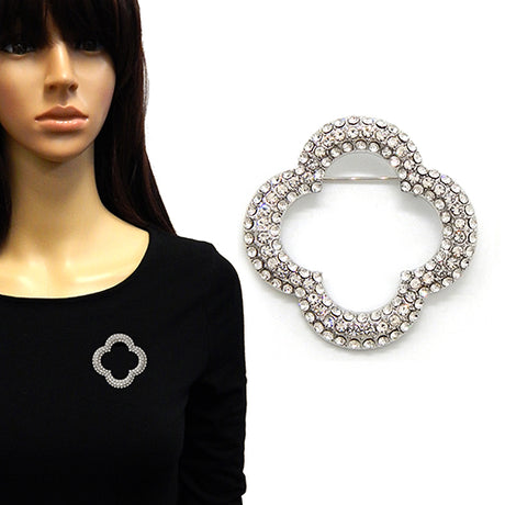 Fashion Rhinestone Clover Brooch #YM2152 - Multiple Colors (PC)