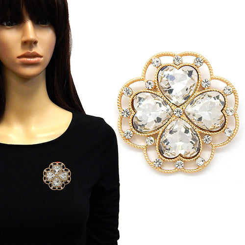 Fashion Clover Rhinestone Brooch #YM2153 - Multiple Colors (PC)
