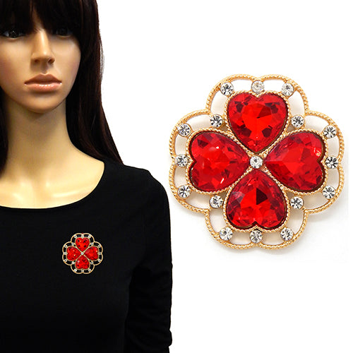 Fashion Clover Rhinestone Brooch #YM2153 - Multiple Colors (PC)