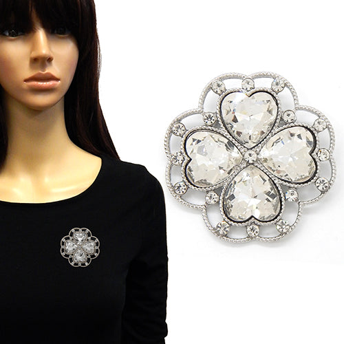 Fashion Clover Rhinestone Brooch #YM2153 - Multiple Colors (PC)
